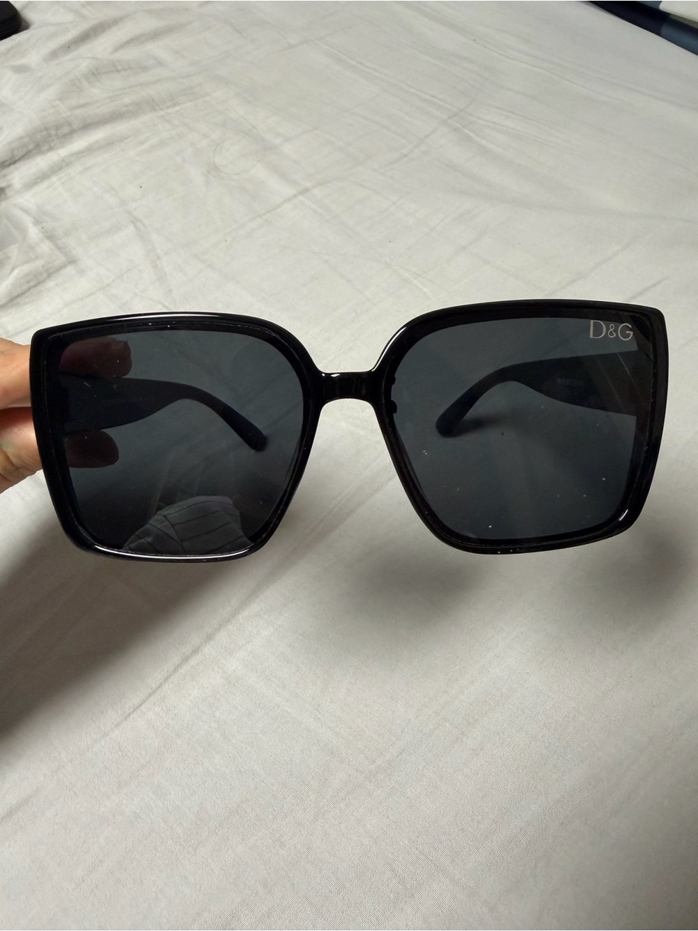 D-G Black Oversized Square Sunglasses with D-G Corner Logo